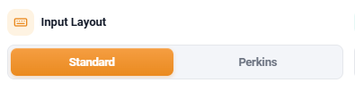 Standard and Perkins input layout toggle in the translator tool
