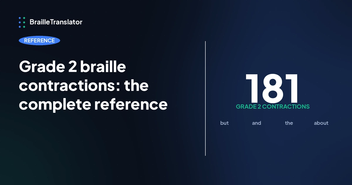 Grade 2 braille contractions