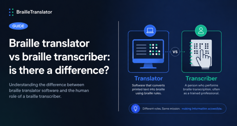 what is the difference between braille translator and braille transcriber